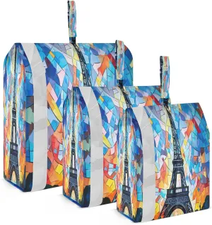 Geometry Abstract Eiffel Tower Compression Packing Cubes for Travel Packing Organizers Large Luggage Organizers Bags for Travel Accessories and Essentials