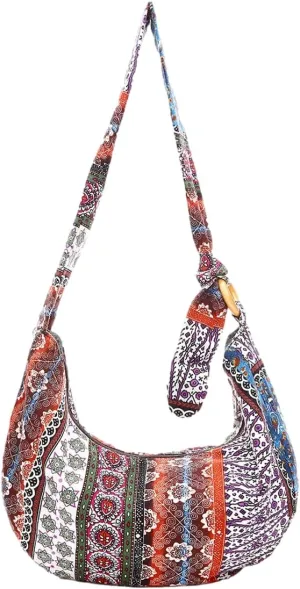 GK-O Thai Hippie Boho Hobo Sling Shoulder Crossbody Bag Purse Ethnic Boho Lined