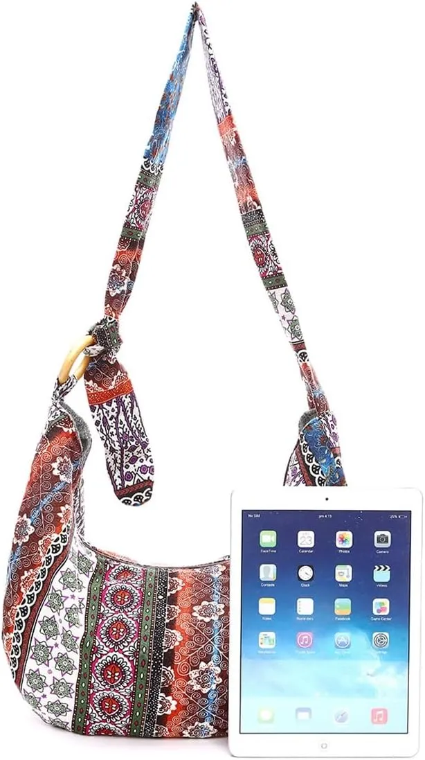 GK-O Thai Hippie Boho Hobo Sling Shoulder Crossbody Bag Purse Ethnic Boho Lined