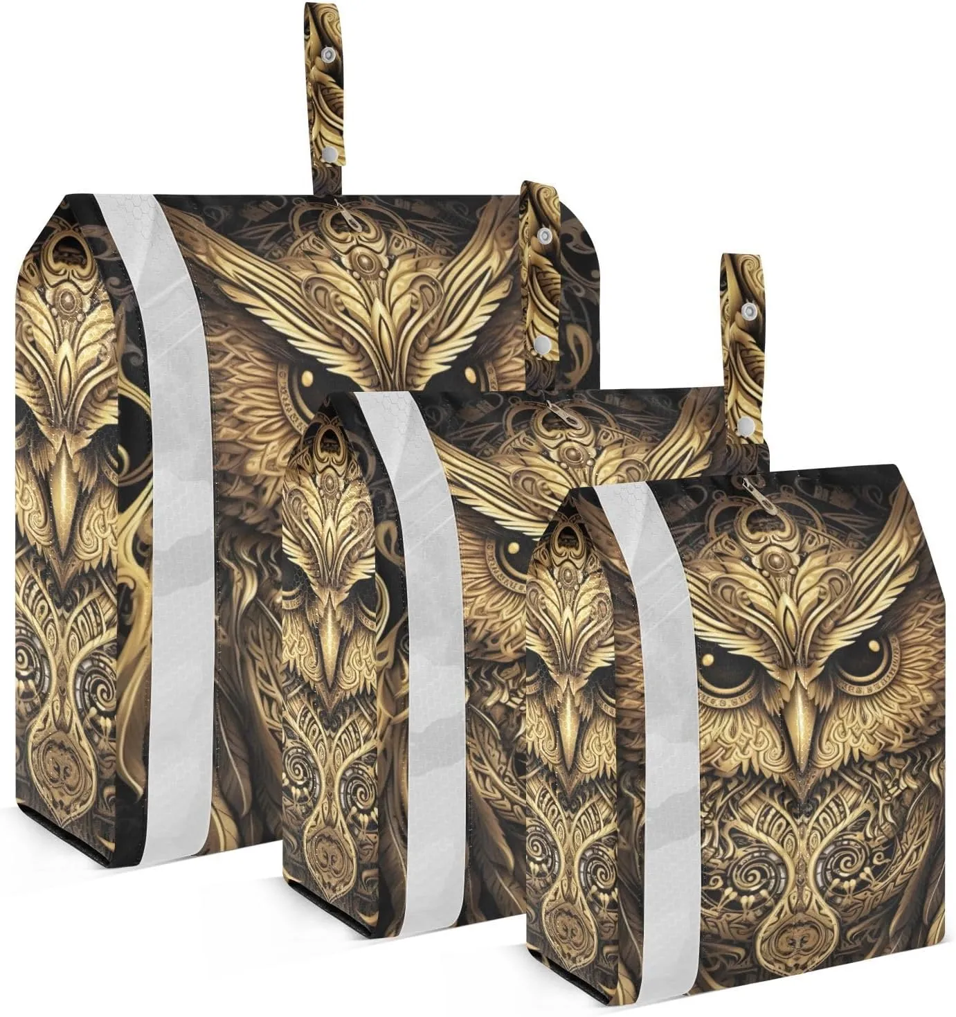 Gold Owl Packing Cubes Set of 3, Lightweight Travel Luggage Organizers Foldable Bags for Easy Packing and Organization