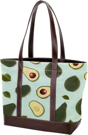 Green avocado-757 Tote Bags Durable Leather Canvas Purses and Handbags for Women Top Handle Shoulder Satchel Hobo Bags