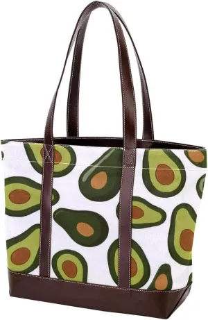 Green avocado-763 Tote Bags Durable Leather Canvas Purses and Handbags for Women Top Handle Shoulder Satchel Hobo Bags