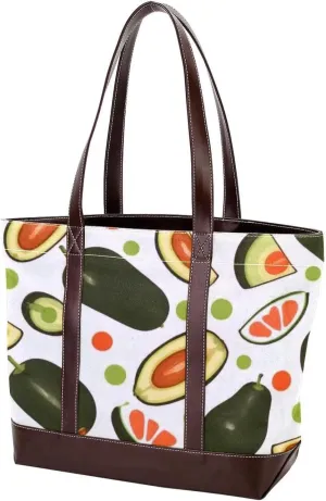 Green avocado-814 Tote Bags Durable Leather Canvas Purses and Handbags for Women Top Handle Shoulder Satchel Hobo Bags