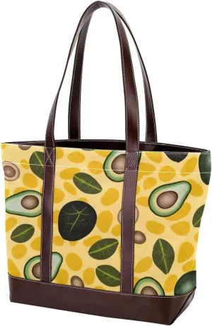 Green avocado-838 Tote Bags Durable Leather Canvas Purses and Handbags for Women Top Handle Shoulder Satchel Hobo Bags