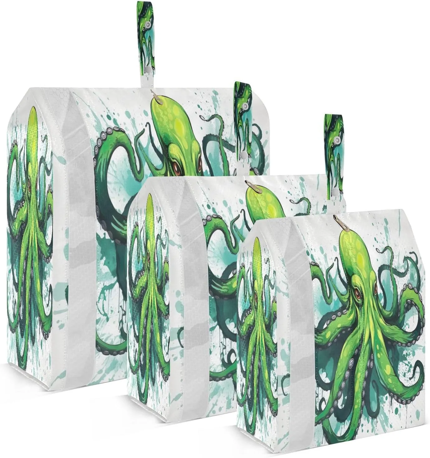 Green Splash Octopus Compression Packing Cubes Large Travel Packing Cubes Luggage Organizers for Suitcases Travel Bag for Travel Accessories