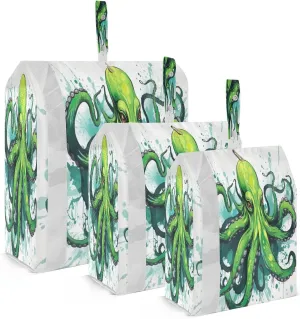 Green Splash Octopus Compression Packing Cubes Large Travel Packing Cubes Luggage Organizers for Suitcases Travel Bag for Travel Accessories