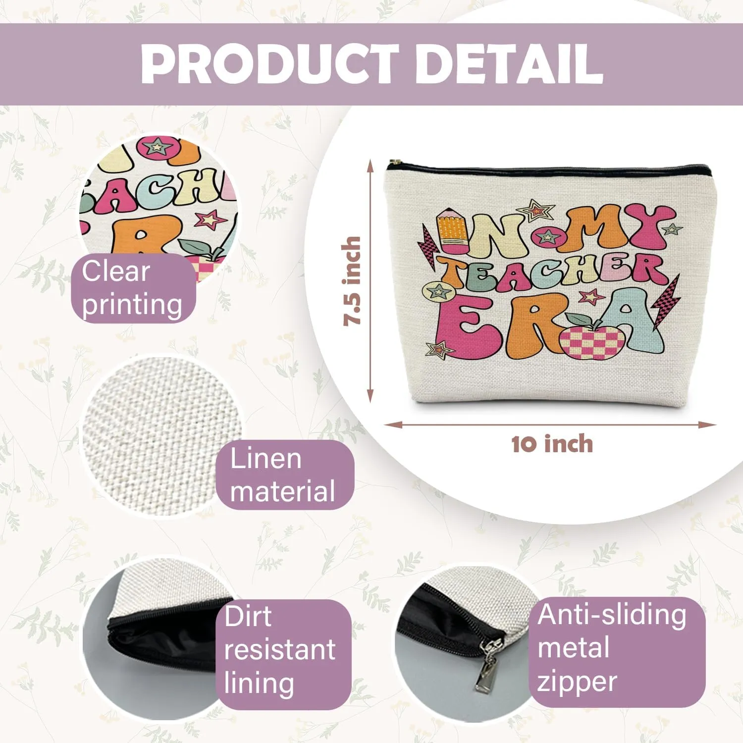 Groovy Teacher Appreciation Makeup Bags for Women, Cosmetic & Toiletry Bag