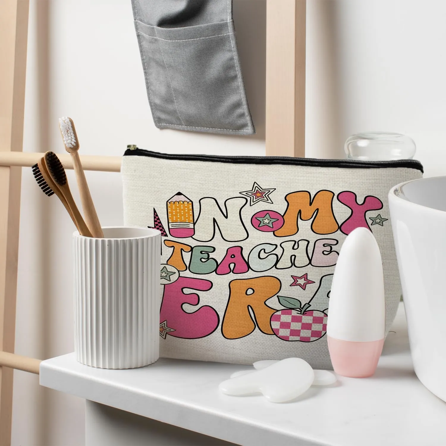 Groovy Teacher Appreciation Makeup Bags for Women, Cosmetic & Toiletry Bag
