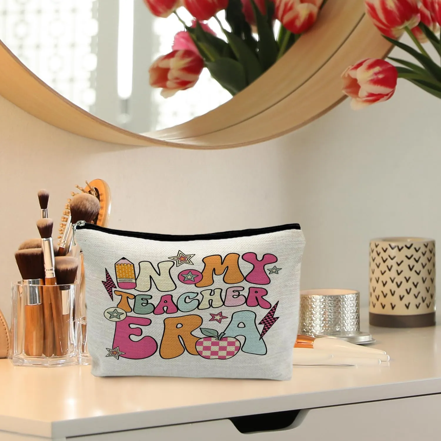 Groovy Teacher Appreciation Makeup Bags for Women, Cosmetic & Toiletry Bag