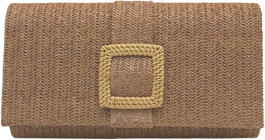 Halemet 2025 Chic Straw Clutch Purses for Women Elegant Evening Bag Formal Clutch Beach Bag Shoulder Purse for Party Wedding