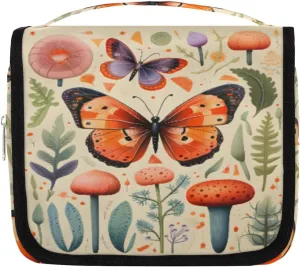 Hanging Toiletry Bag for Women & Men Small Travel Makeup Skincare Necessaire Organizer Kit Cosmetic Bags Waterproof Shower Pouch Expandable Compartments Butterfly Leaf Tree