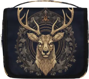Hanging Toiletry Bag for Women & Men Small Travel Makeup Skincare Necessaire Organizer Kit Cosmetic Bags Waterproof Shower Pouch Expandable Compartments Retro Tribe Deer
