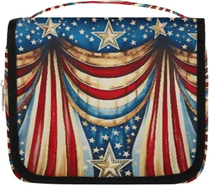 Hanging Toiletry Bag for Women & Men Small Travel Makeup Skincare Necessaire Organizer Kit Cosmetic Bags Waterproof Shower Pouch Expandable Compartments Starry Sky American Art