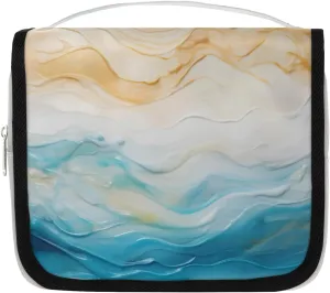 Hanging Toiletry Bag for Women & Men Small Travel Makeup Skincare Necessaire Organizer Kit Cosmetic Bags Waterproof Shower Pouch Expandable Compartments Texture Fashion Printing