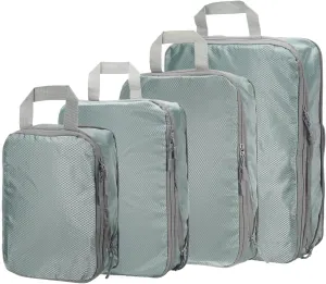 HARFINGTON 4pcs Compression Packing Cube for Suitcases Lightweight Luggage Organizers Bag Expandable Storage Travel Essentials Compression Bags for Carry on Suitcases, Grey