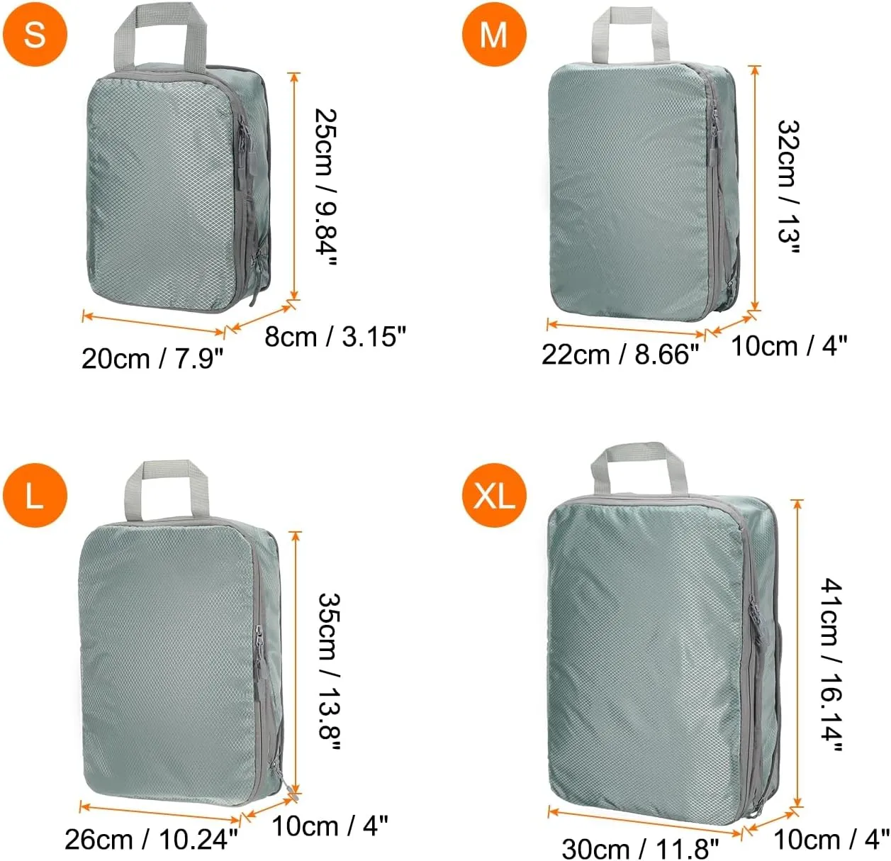 HARFINGTON 4pcs Compression Packing Cube for Suitcases Lightweight Luggage Organizers Bag Expandable Storage Travel Essentials Compression Bags for Carry on Suitcases, Grey