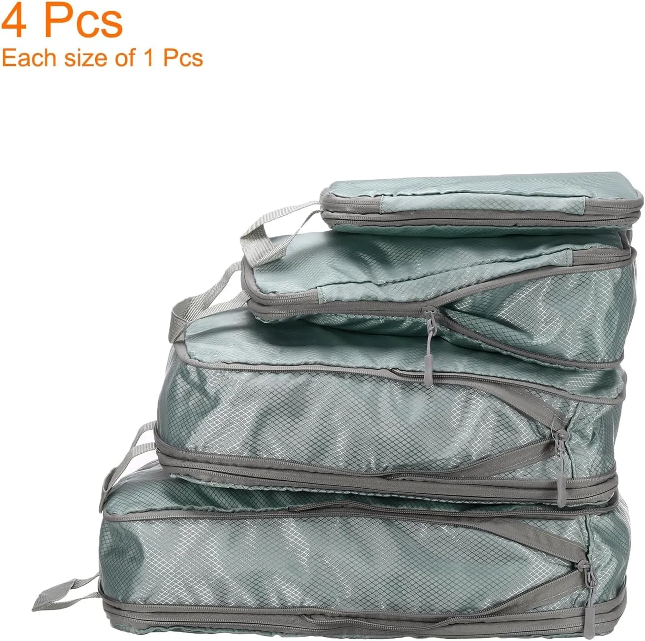HARFINGTON 4pcs Compression Packing Cube for Suitcases Lightweight Luggage Organizers Bag Expandable Storage Travel Essentials Compression Bags for Carry on Suitcases, Grey