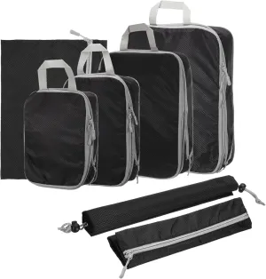 HARFINGTON 7pcs Compression Packing Cube for Suitcases Lightweight Luggage Organizers Bag Expandable Storage Travel Essentials Compression Bags for Carry on Suitcases, Black