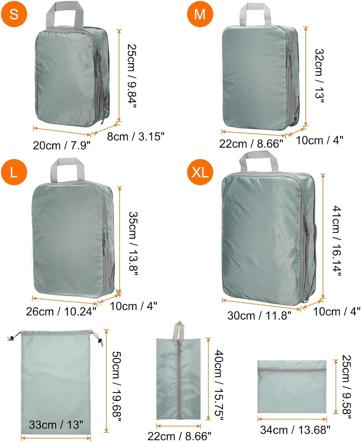 HARFINGTON 7pcs Compression Packing Cube for Suitcases Lightweight Luggage Organizers Bag Expandable Storage Travel Essentials Compression Bags for Carry on Suitcases, Grey