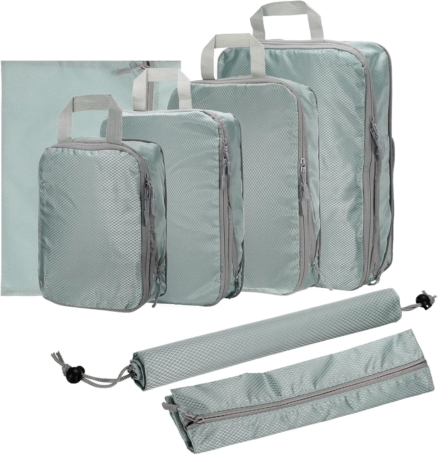 HARFINGTON 7pcs Compression Packing Cube for Suitcases Lightweight Luggage Organizers Bag Expandable Storage Travel Essentials Compression Bags for Carry on Suitcases, Grey
