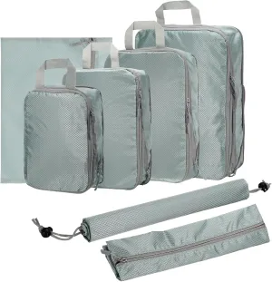 HARFINGTON 7pcs Compression Packing Cube for Suitcases Lightweight Luggage Organizers Bag Expandable Storage Travel Essentials Compression Bags for Carry on Suitcases, Grey