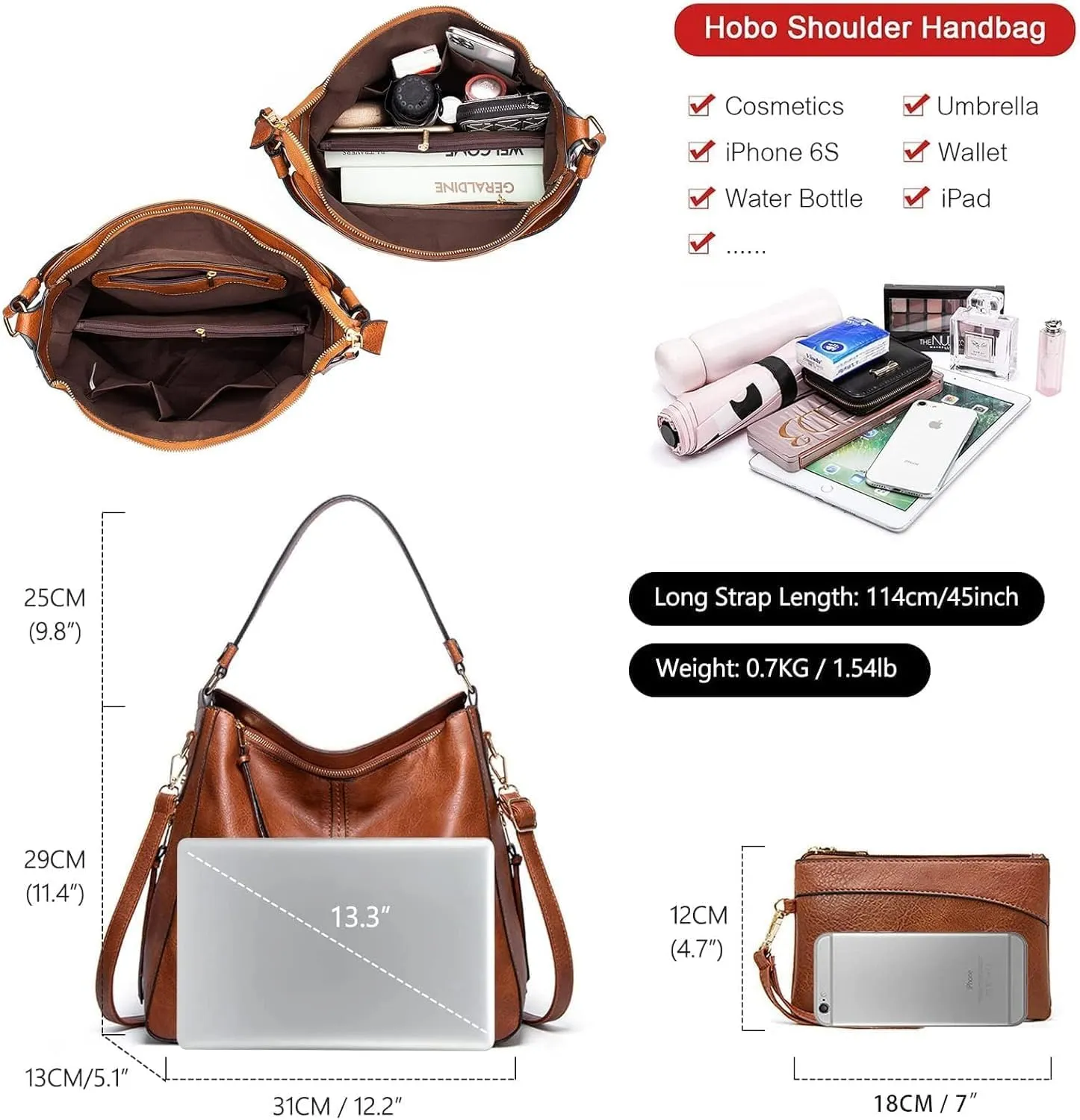 Hobo Bags for Women Handbags Purse Ladies Boho Shoulder Bag Crossbody Purses PU Leather