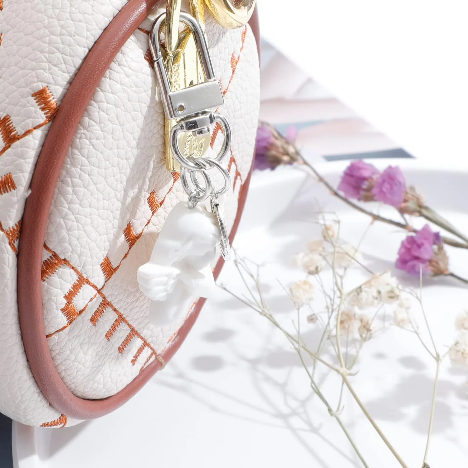 Hofar Angle Pearl Keychain Keyring Hand Wrist Lanyard Wristlet Strap Bracelet Charm for Key Wallet
