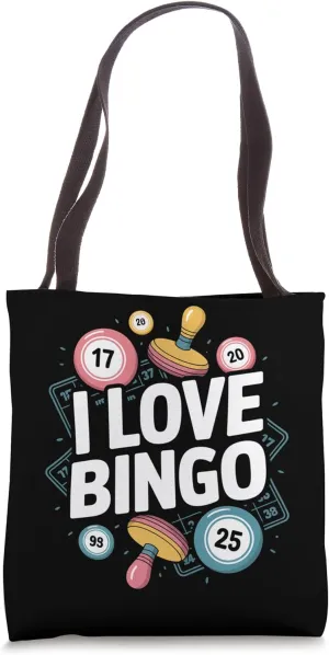 I Love Bingo Enthusiast Vibrant Numbers Tote Bag