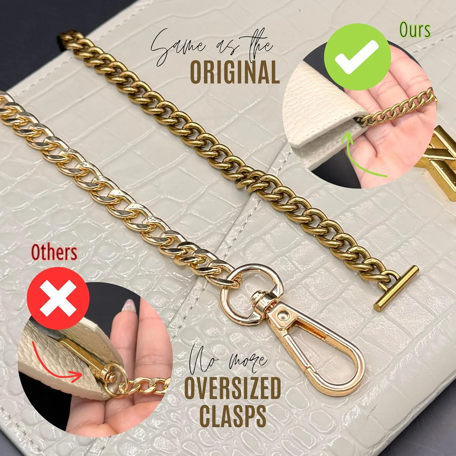 Insert with Chain for Uptown Clutch Conversion Kit with Gold Chain, Wristlet Insert with Strap, Wallet on Chain WOC Uptown Pouch Insert (Black, 120cm (47" inches) Matte Gold Chain)