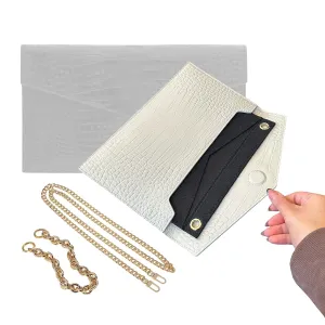 Insert with Chain for Uptown Clutch Conversion Kit with Gold Chain, Wristlet Insert with Strap, Wallet on Chain WOC Uptown Pouch Insert (Black, 120cm (47" inches) Matte Gold Chain)