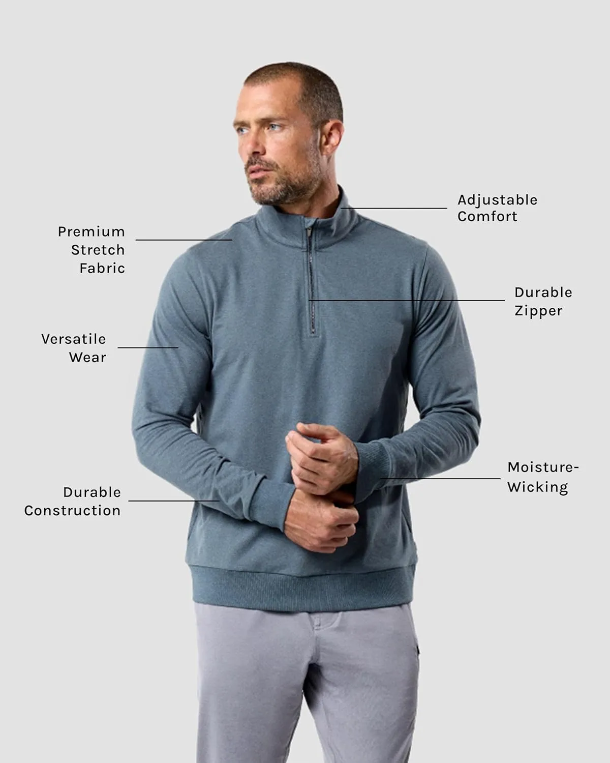 INTO THE AM Endeavor Quarter Zip Pullover Men S-4XL Mens 1/4 Zip Golf Sweater Jacket