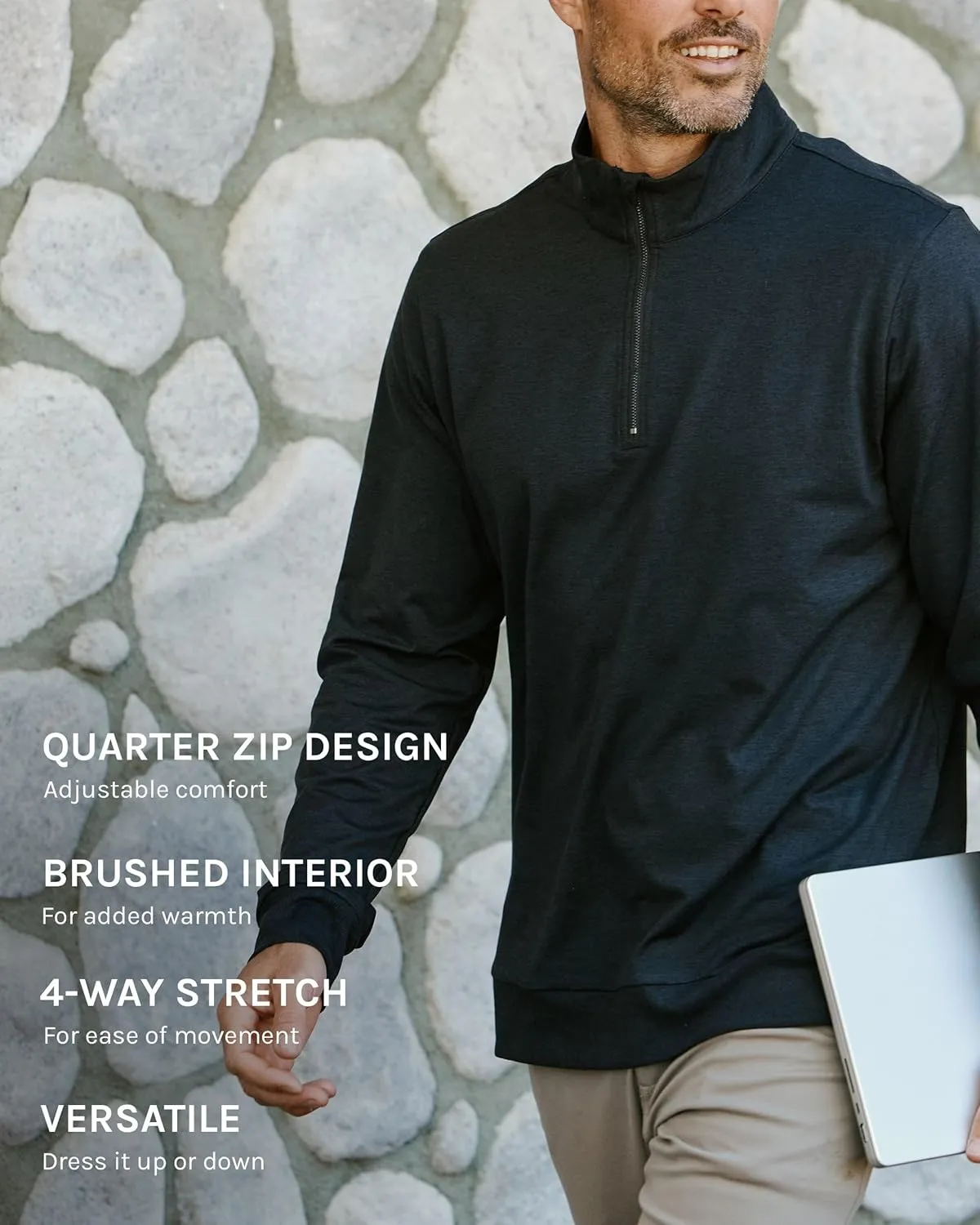 INTO THE AM Endeavor Quarter Zip Pullover Men S-4XL Mens 1/4 Zip Golf Sweater Jacket