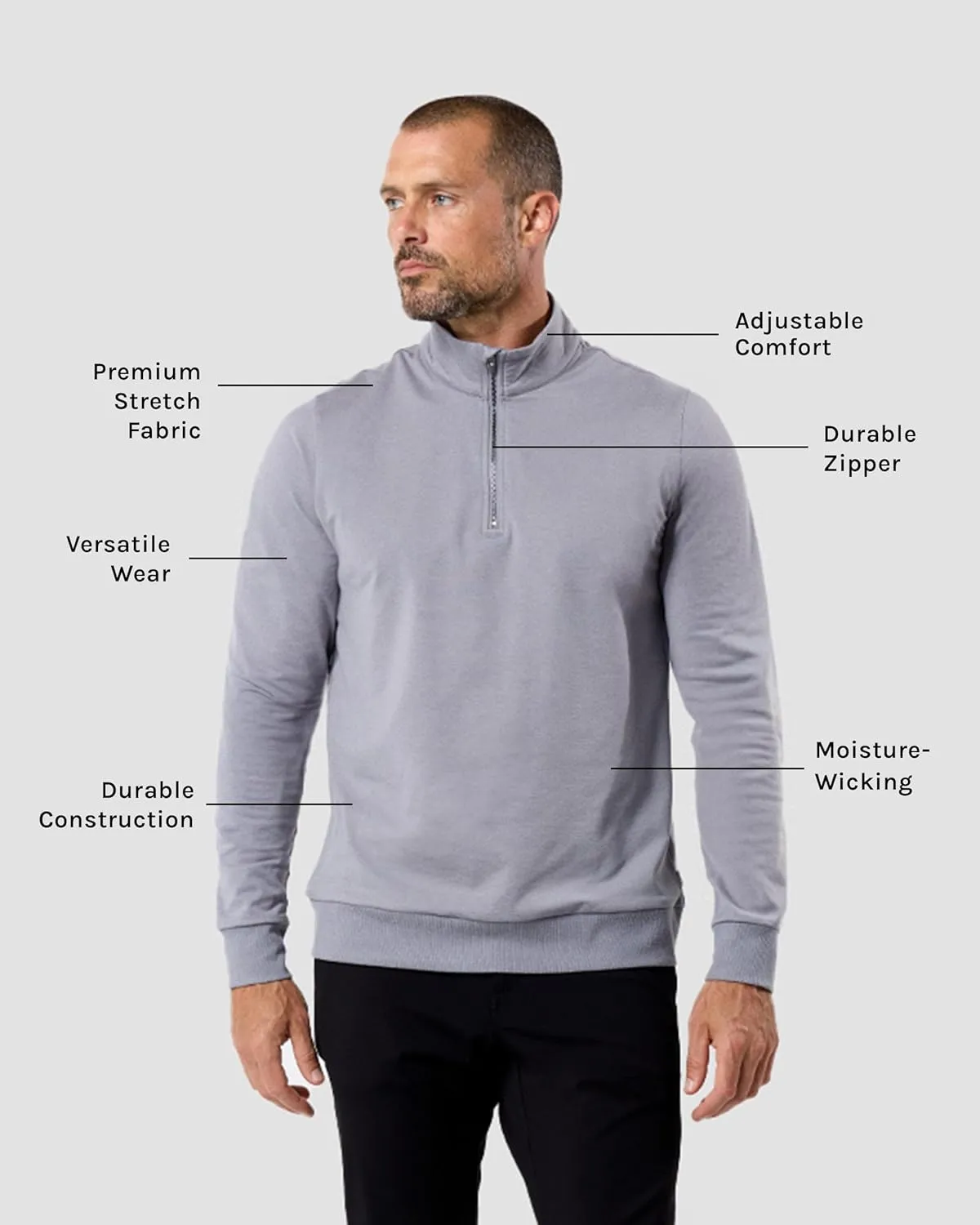 INTO THE AM Endeavor Quarter Zip Pullover Men S-4XL Mens 1/4 Zip Golf Sweater Jacket