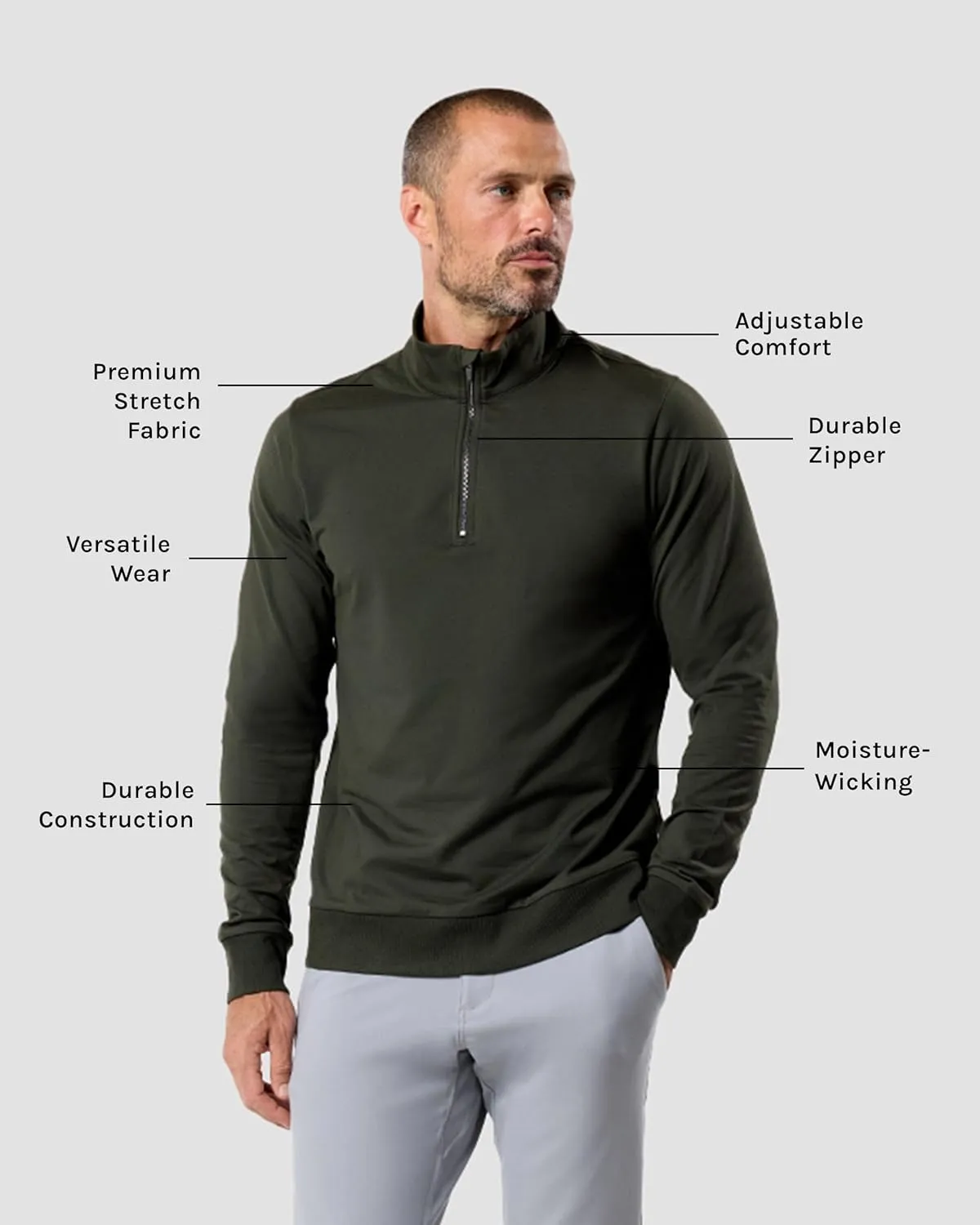 INTO THE AM Endeavor Quarter Zip Pullover Men S-4XL Mens 1/4 Zip Golf Sweater Jacket