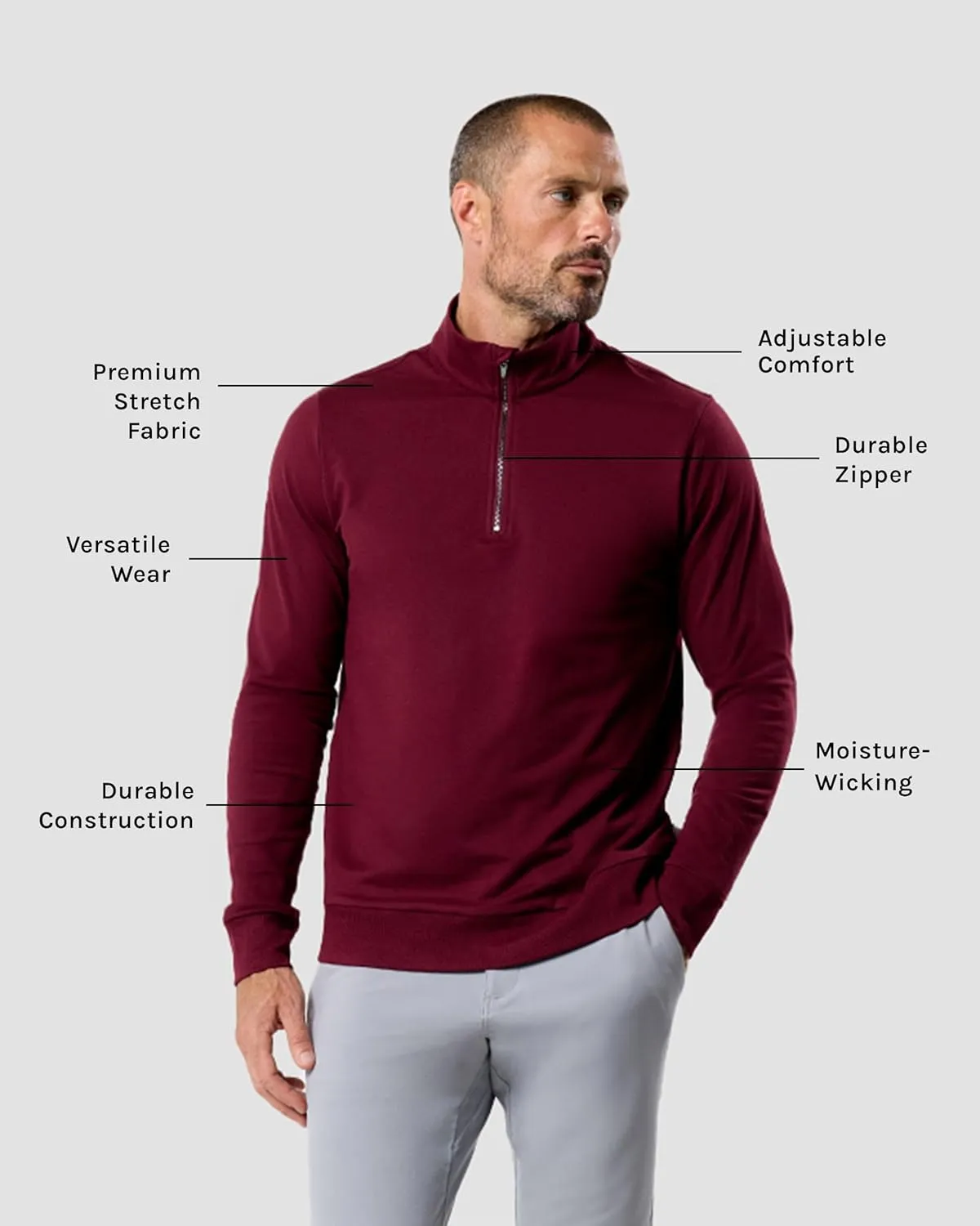INTO THE AM Endeavor Quarter Zip Pullover Men S-4XL Mens 1/4 Zip Golf Sweater Jacket