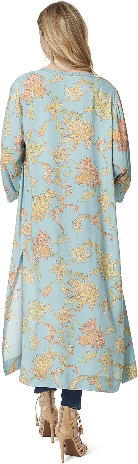 Jessica Simpson womens Holly Chic Lace Trim 3/4 Sleeve Duster