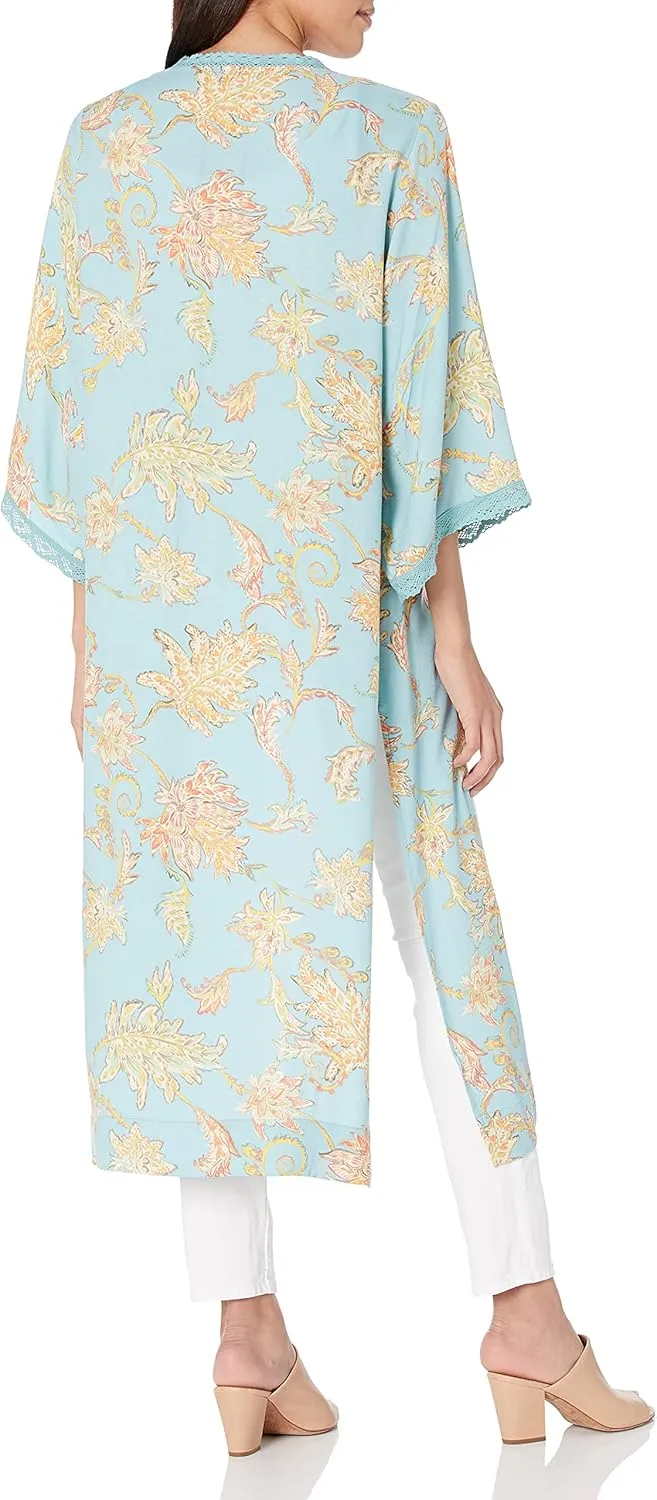 Jessica Simpson womens Holly Chic Lace Trim 3/4 Sleeve Duster