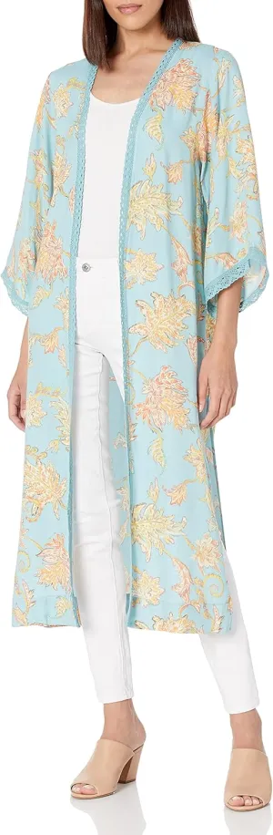 Jessica Simpson womens Holly Chic Lace Trim 3/4 Sleeve Duster