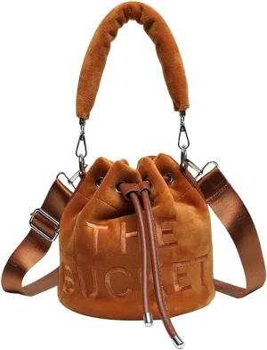 JQAliMOVV Mini Crossbody Bucket Bags for Women Trendy Velvet Bucket Purse Hobo Drawstring Handbags
