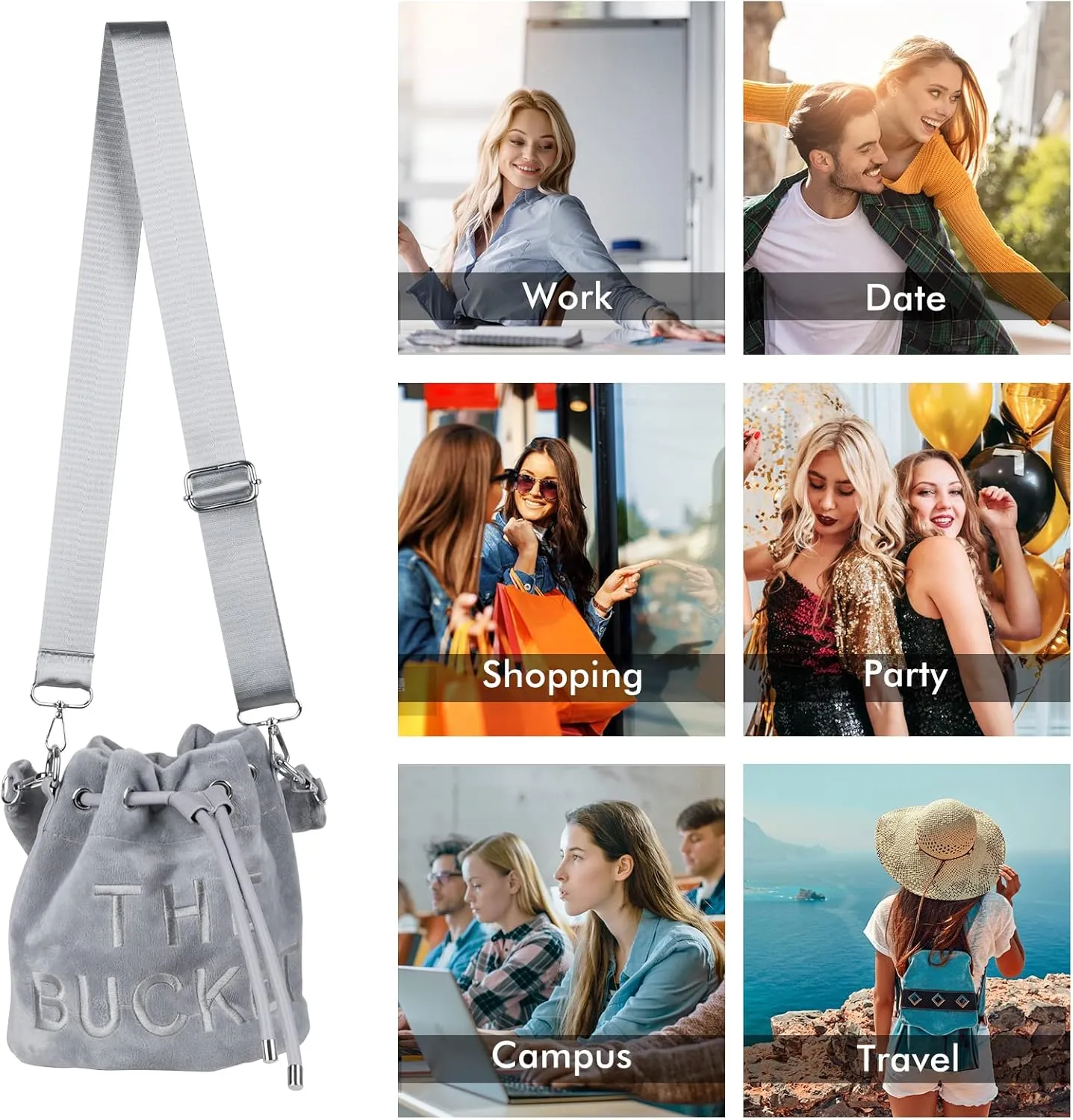 JQAliMOVV Mini Crossbody Bucket Bags for Women Trendy Velvet Bucket Purse Hobo Drawstring Handbags