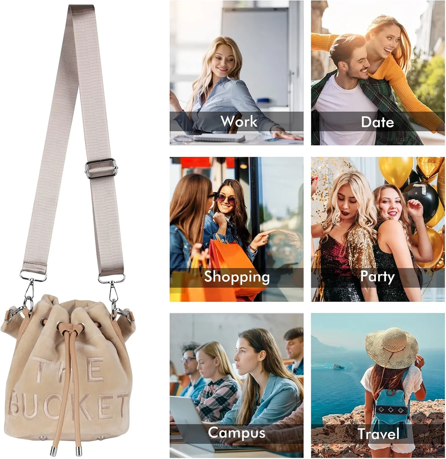 JQAliMOVV Mini Crossbody Bucket Bags for Women Trendy Velvet Bucket Purse Hobo Drawstring Handbags