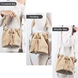 JQAliMOVV Mini Crossbody Bucket Bags for Women Trendy Velvet Bucket Purse Hobo Drawstring Handbags
