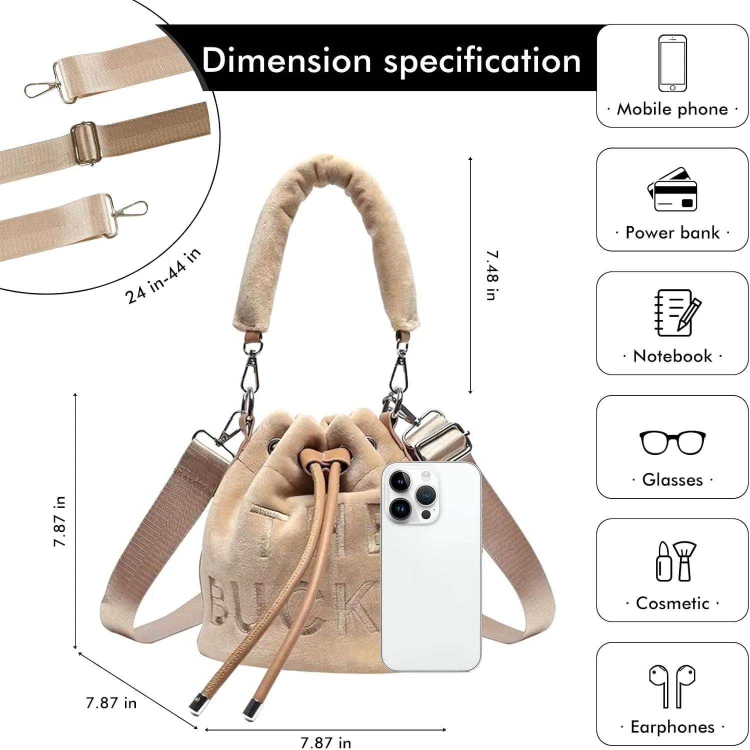 JQAliMOVV Mini Crossbody Bucket Bags for Women Trendy Velvet Bucket Purse Hobo Drawstring Handbags