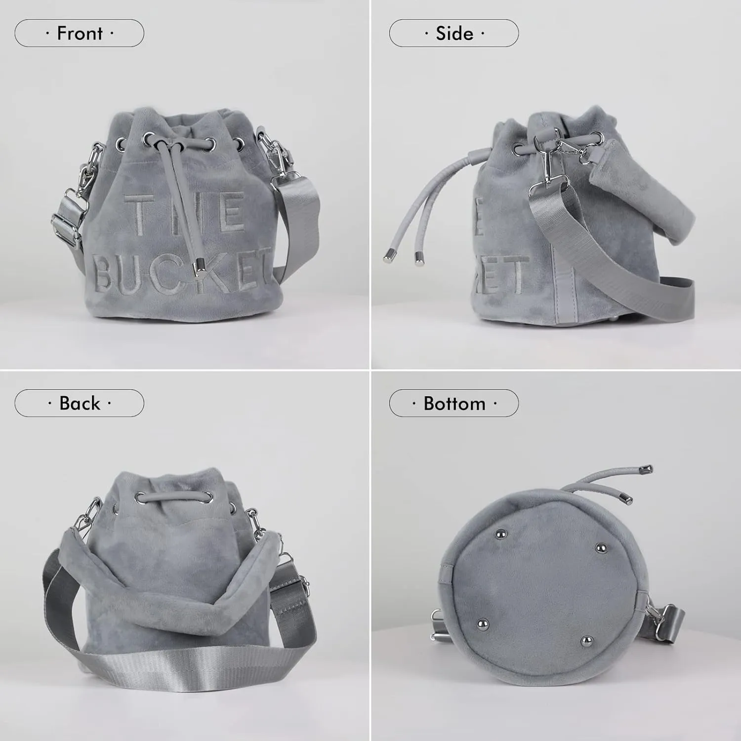 JQAliMOVV Mini Crossbody Bucket Bags for Women Trendy Velvet Bucket Purse Hobo Drawstring Handbags