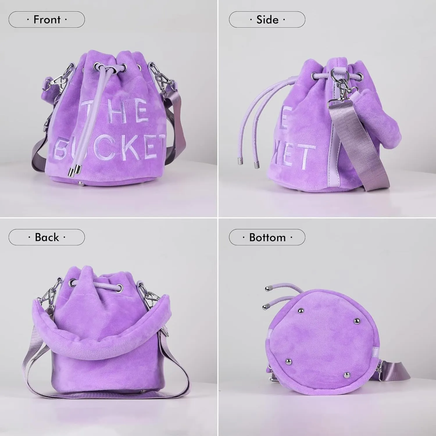 JQAliMOVV Mini Crossbody Bucket Bags for Women Trendy Velvet Bucket Purse Hobo Drawstring Handbags