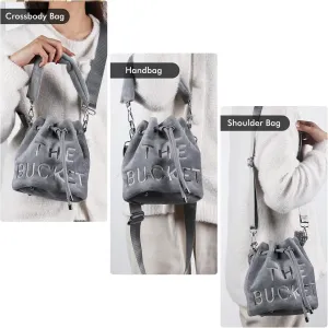 JQAliMOVV Mini Crossbody Bucket Bags for Women Trendy Velvet Bucket Purse Hobo Drawstring Handbags