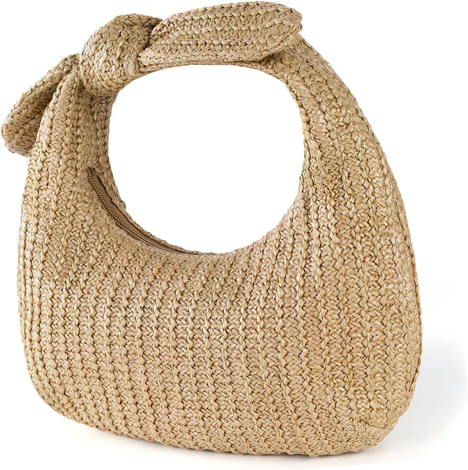 KESYOO Beige Straw Handbag Trendy Beach Bag for Women Polyester Woven Summer Clutch Purse