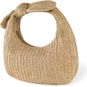 KESYOO Beige Straw Handbag Trendy Beach Bag for Women Polyester Woven Summer Clutch Purse