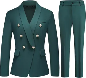 Lamgool Womens Suits 2 Piece Set Shawl Lapel Jacket and Pants Business Casual Outfits