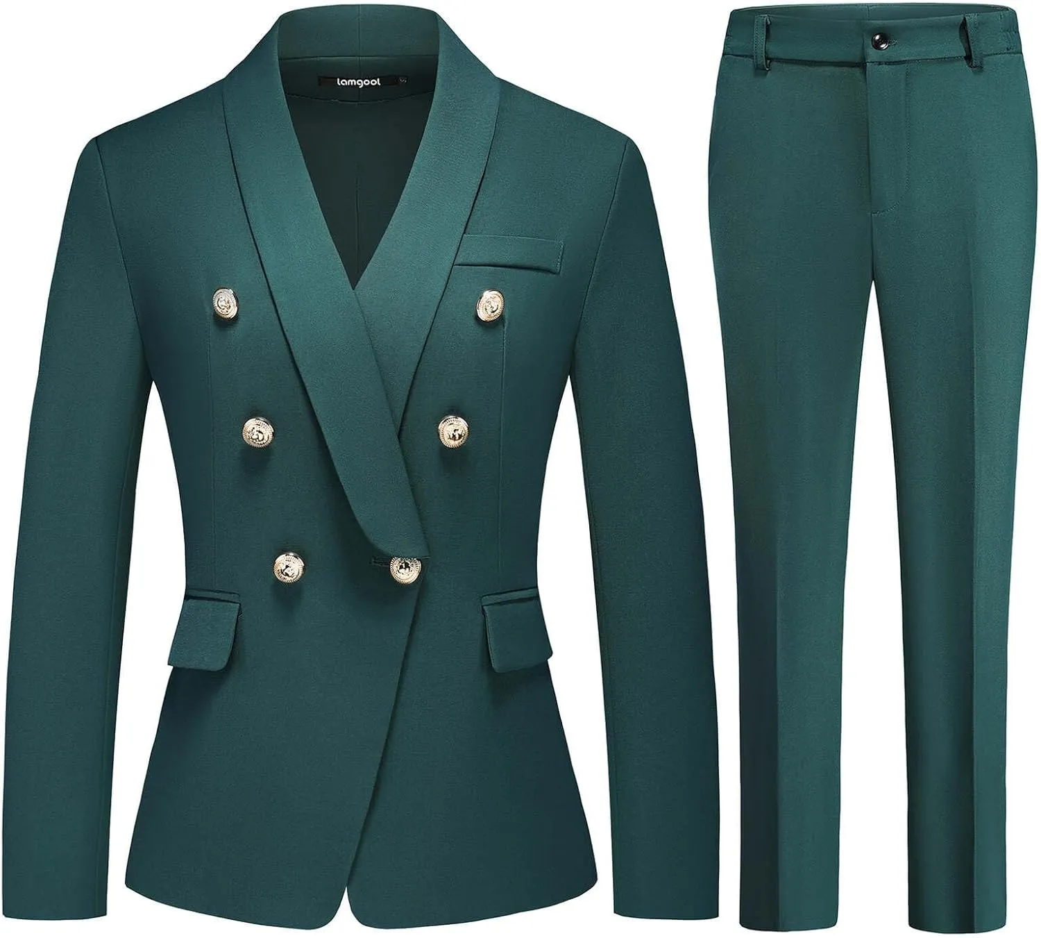 Lamgool Womens Suits 2 Piece Set Shawl Lapel Jacket and Pants Business Casual Outfits